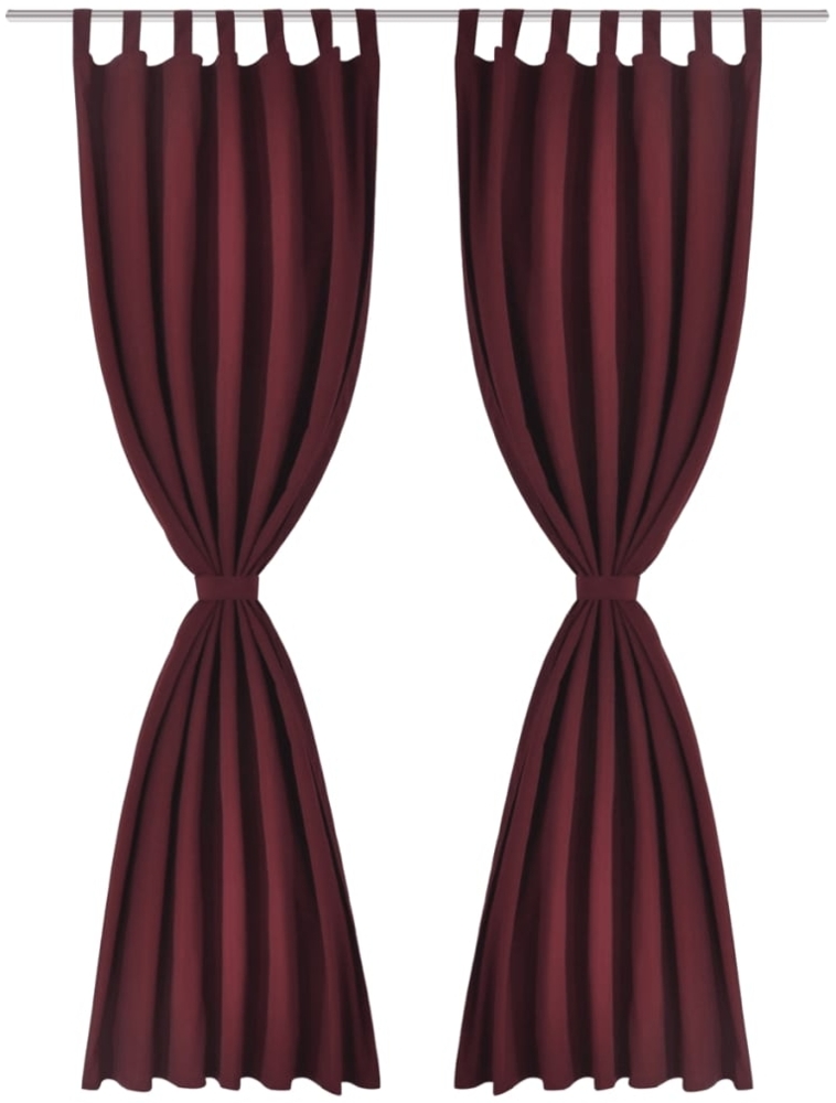 vidaXL Vorhänge Gardinen aus Satin 2-teilig, Polyester Dunkelrot, 140x225 cm Bild 1