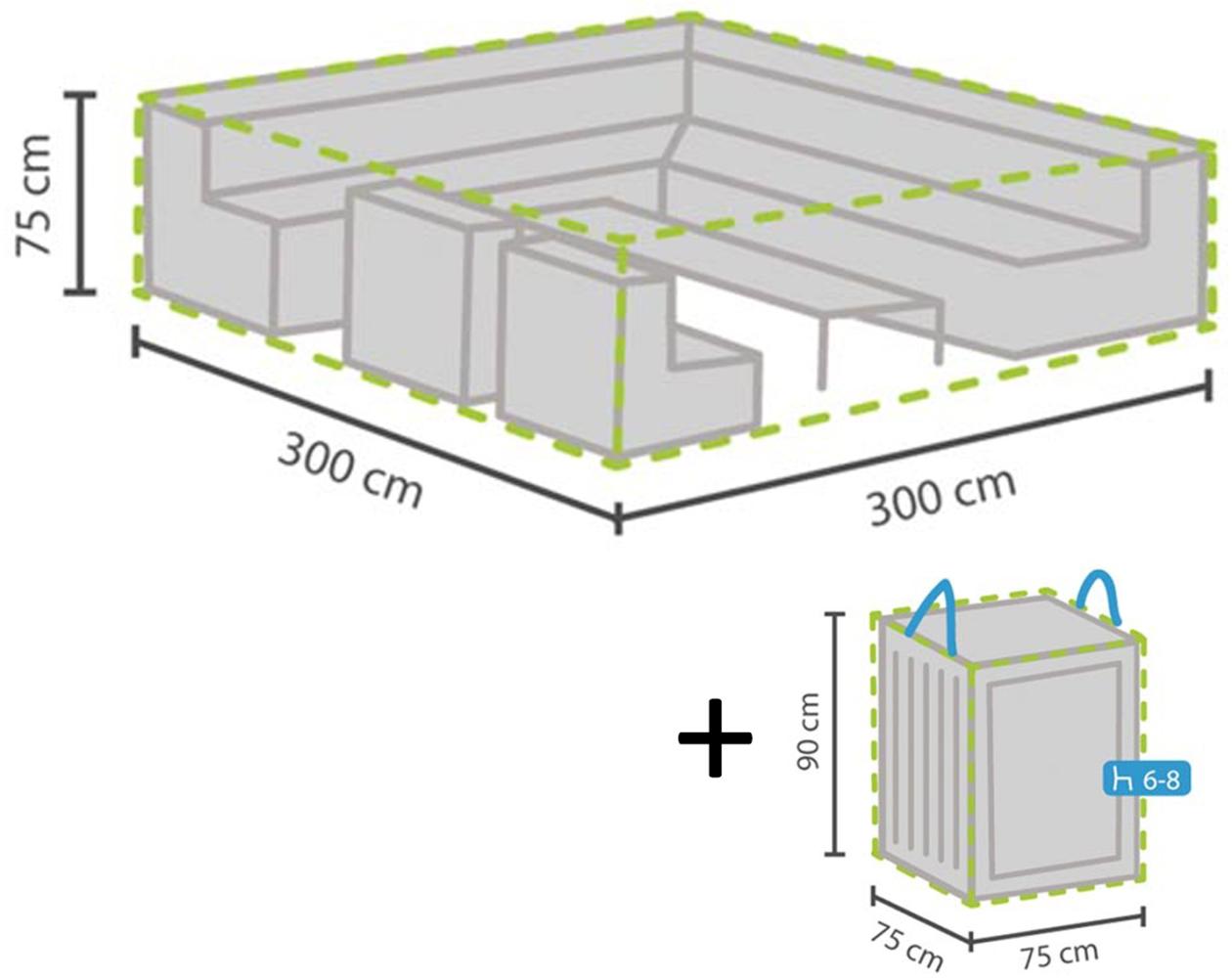 Schutzhülle Abdeckung 300x300cm für Garten Lounge Set + Hülle für 6-8 Kissen Bild 1