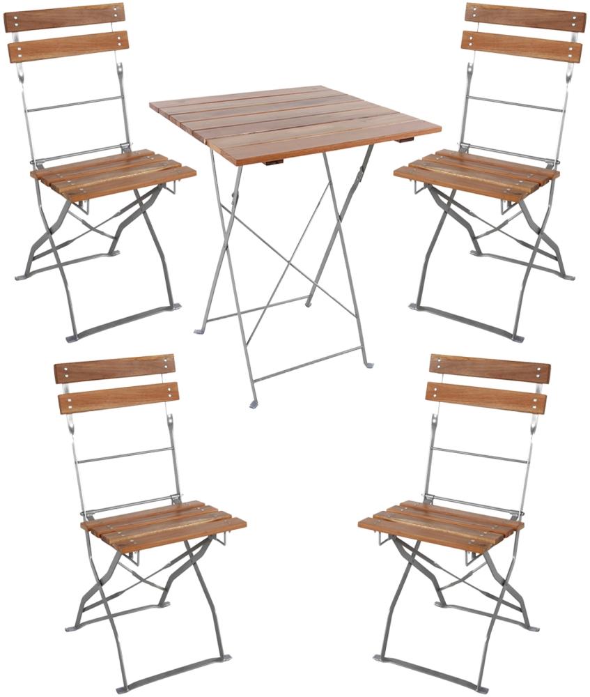 3-tlg Biergartenmöbel Bistroset Balkonset Klapptisch + 2 Klappstühle Bild 1