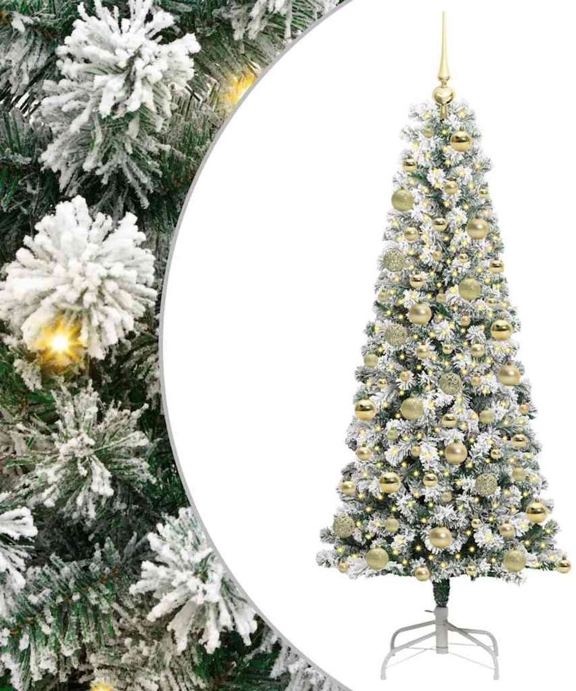 vidaXL Künstlicher klappbarer Weihnachtsbaum Grün und Weiß 180 cm 3395599 Bild 1