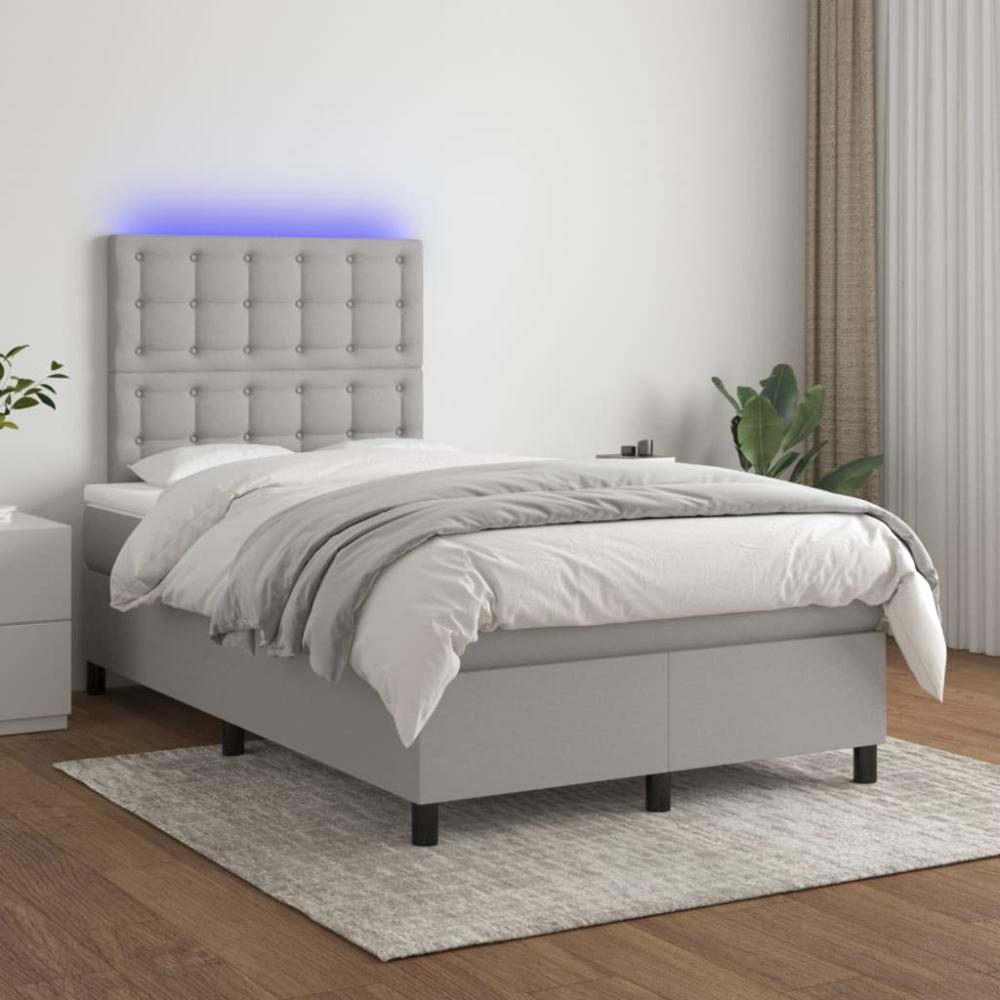 Boxspringbett mit Matratze & LED Stoff Hellgrau 120 x 200 cm, Härtegrad: H2 [3135181] Bild 1