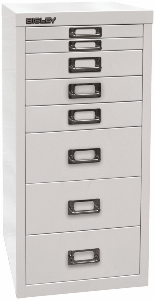 Bisley Multidrawer Schubladenschrank aus Metall mit 8 Schubladen DIN A4 ohne Sockel - Farbe: Verkehrsweiß, L298-696 Bild 1