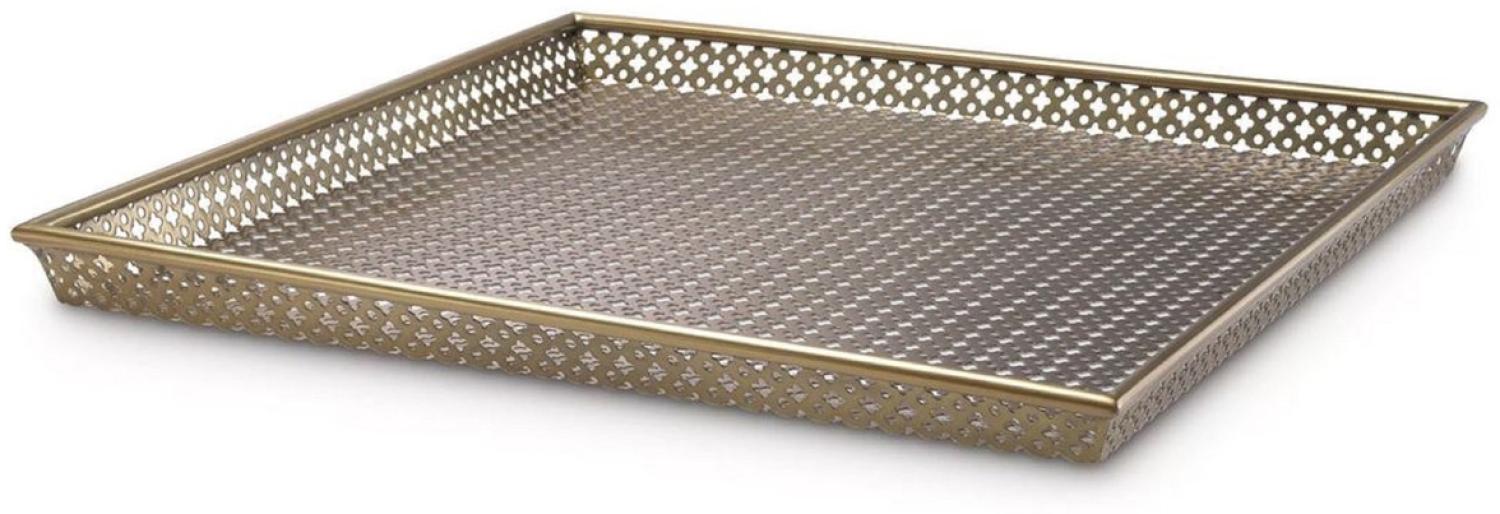 Casa Padrino Luxus Serviertablett Antik Messingfarben 50 x 50 x H. 3,5 cm - Quadratisches Metall Tablett - Gastronomie Accessoires - Luxus Kollektion Bild 1