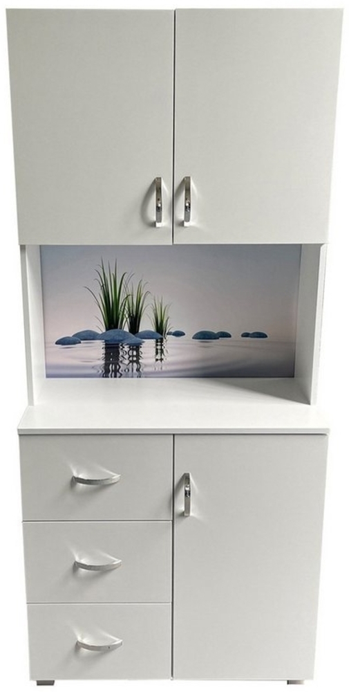 HTI-Living Mehrzweckschrank Schrank mit bedruckter Rückwand Steine (Stück, 1-St, 1 Schrank) Highboard 6 Regalfächer 3 Schubladen Bild 1