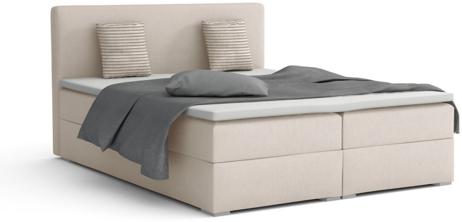 Deine Möbel 24 Boxspringbett BELLO Boxspring Komplettbett Polsterbett Bonellfederkernmatratzen (Beige Creme Grau Dunkelgrau Graphit Anthrazit Schwarz, 3-St, Boxbett Velours Samt 140x200 160x200 180x200 200x200), inkl. Bettkasten Topper Matratzen H3 H4 Bild 1