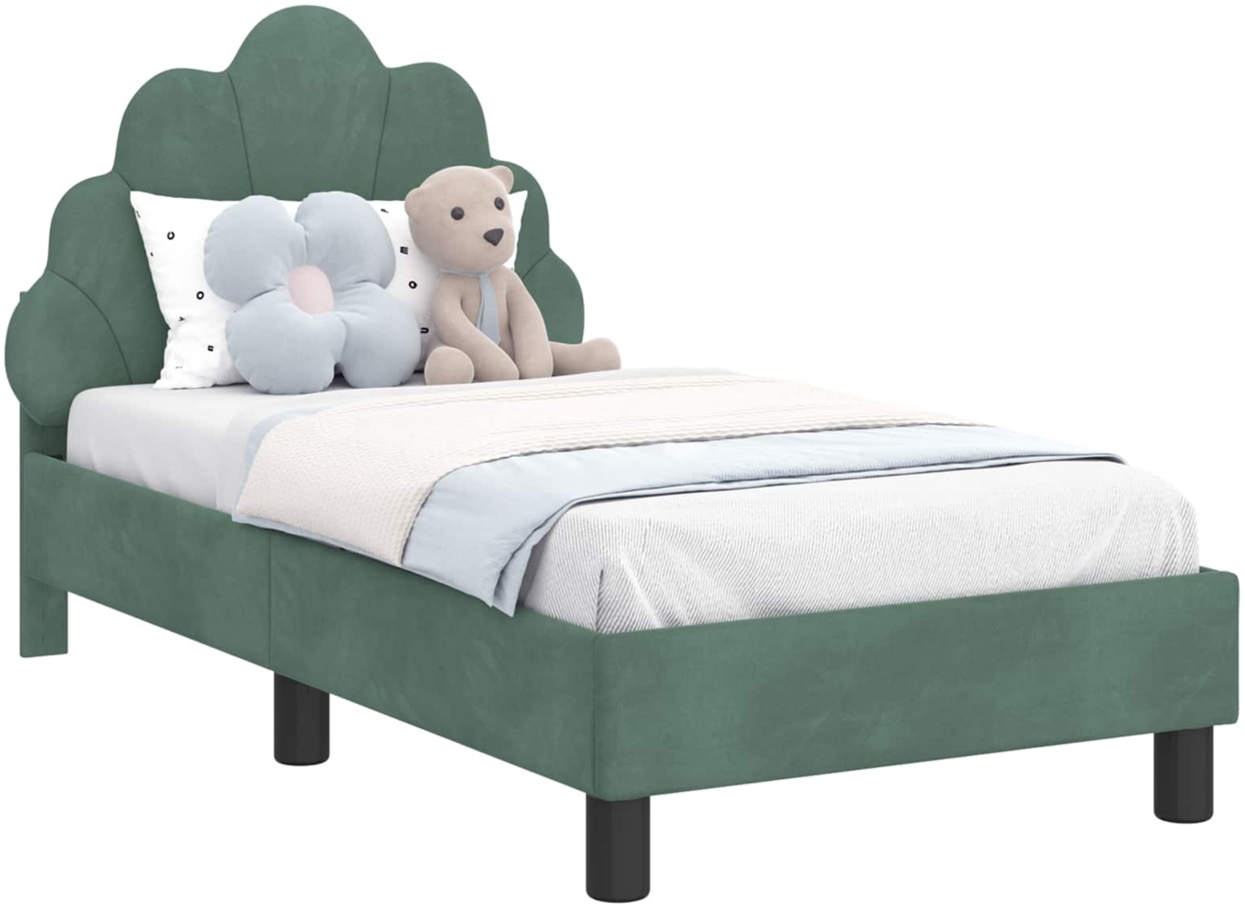 vidaXL Kinderbettgestell mit Kopfteil Meergrün 70x140 cm Samt 42011139 Bild 1