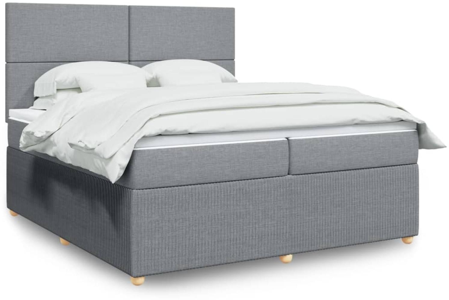 vidaXL Boxspringbett mit Matratze Hellgrau 200x200 cm Stoff 3294456 Bild 1