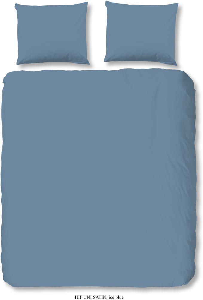 HIP Mako Satin Bettwäsche 2 teilig Bettbezug 135 x 200 cm Kopfkissenbezug 80 x 80 cm Uni Duvet Cover 0280. 20. 08 Ice blue Bild 1