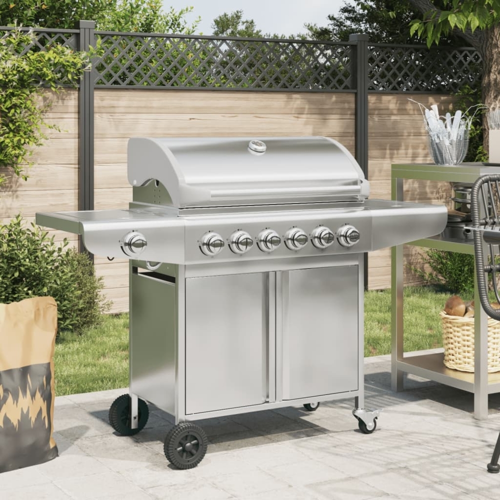 vidaXL Gasgrill mit 7 Flammen Silbern Edelstahl 367593 Bild 1