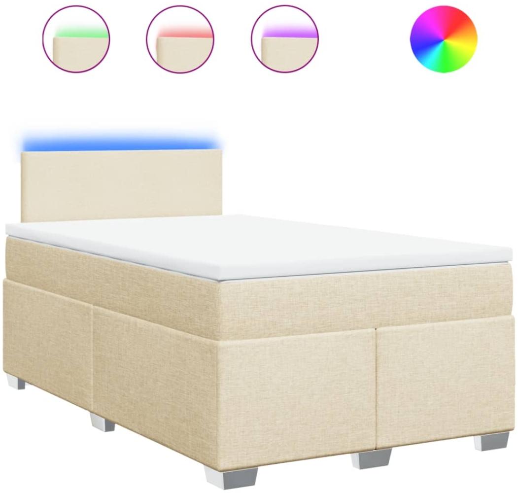 vidaXL Boxspringbett mit Matratze Creme 120x200 cm Stoff 3288153 Bild 1