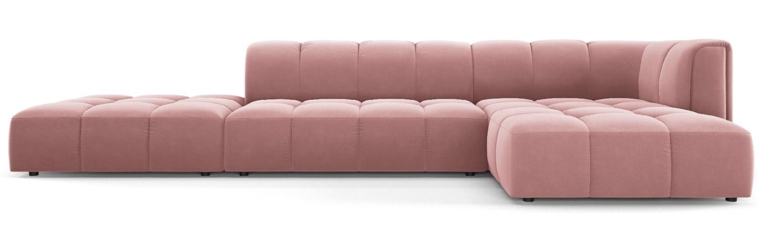 Micadoni Modulares Ecksofa Serena 5-Sitzer, offene Seite, Samtstoff Beige, Rosa, Rechts Bild 1