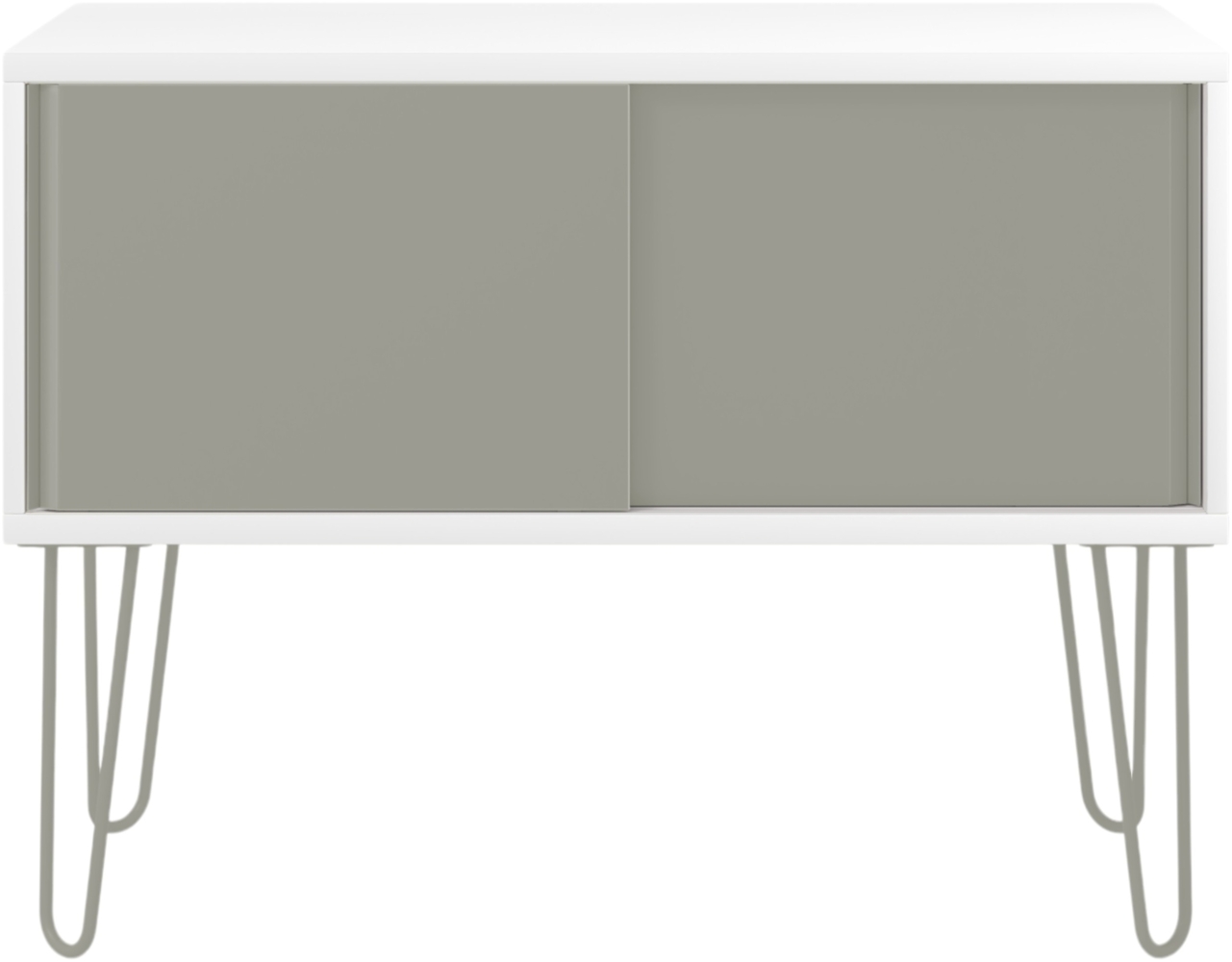 Bisley MultiRange Sideboard in Weiß-Lichtgrau - Büroschrank mit Schiebetüren 100cm breit, Retro-Design Kommode aus Holz & Metall, Schrank für Ordner, Bücher & Büro-Material, MS1007H-005-645 Bild 1