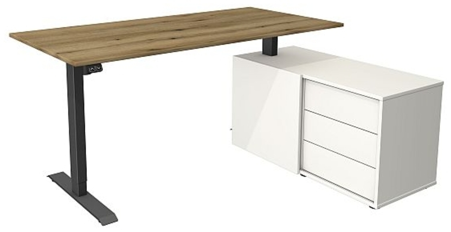 Kerkmann Schreibtisch Sitz- /Stehtisch Move 1 anthrazit mit Sideboard asteiche Bild 1