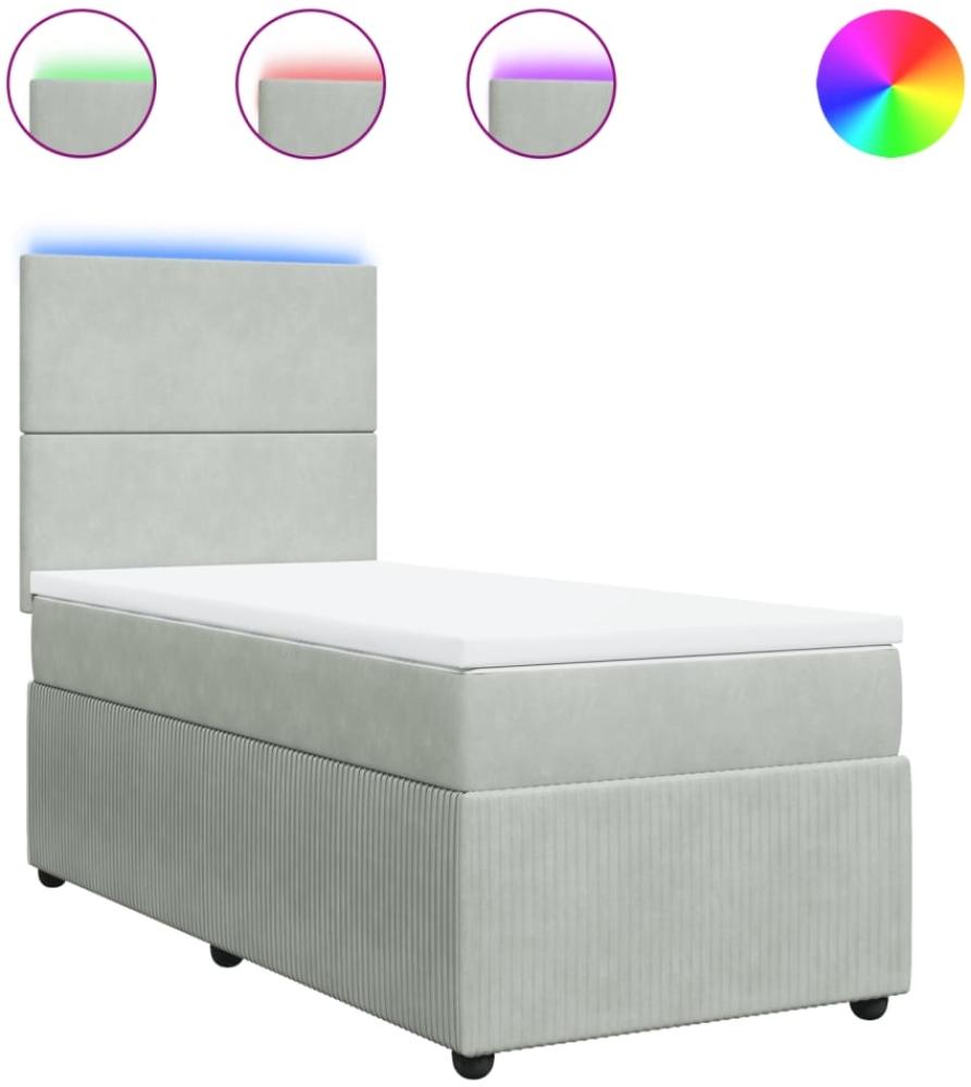vidaXL Boxspringbett mit Matratze Hellgrau 90x190 cm Samt 3294508 Bild 1