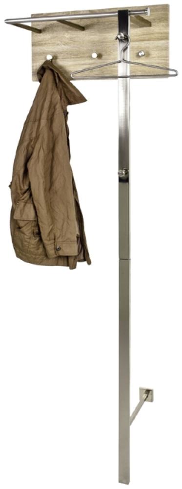 Garderobe >Paulo 2< in Edelstahloptik-eiche hell - 60x192x30 (BxHxT) Bild 1