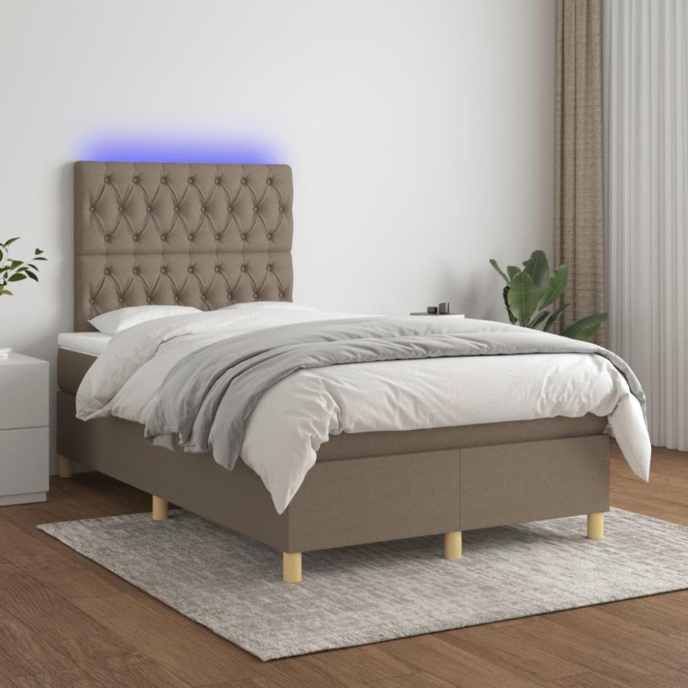 Boxspringbett mit Matratze & LED Stoff Taupe 120 x 200 cm, Härtegrad: H2 [3135665] Bild 1