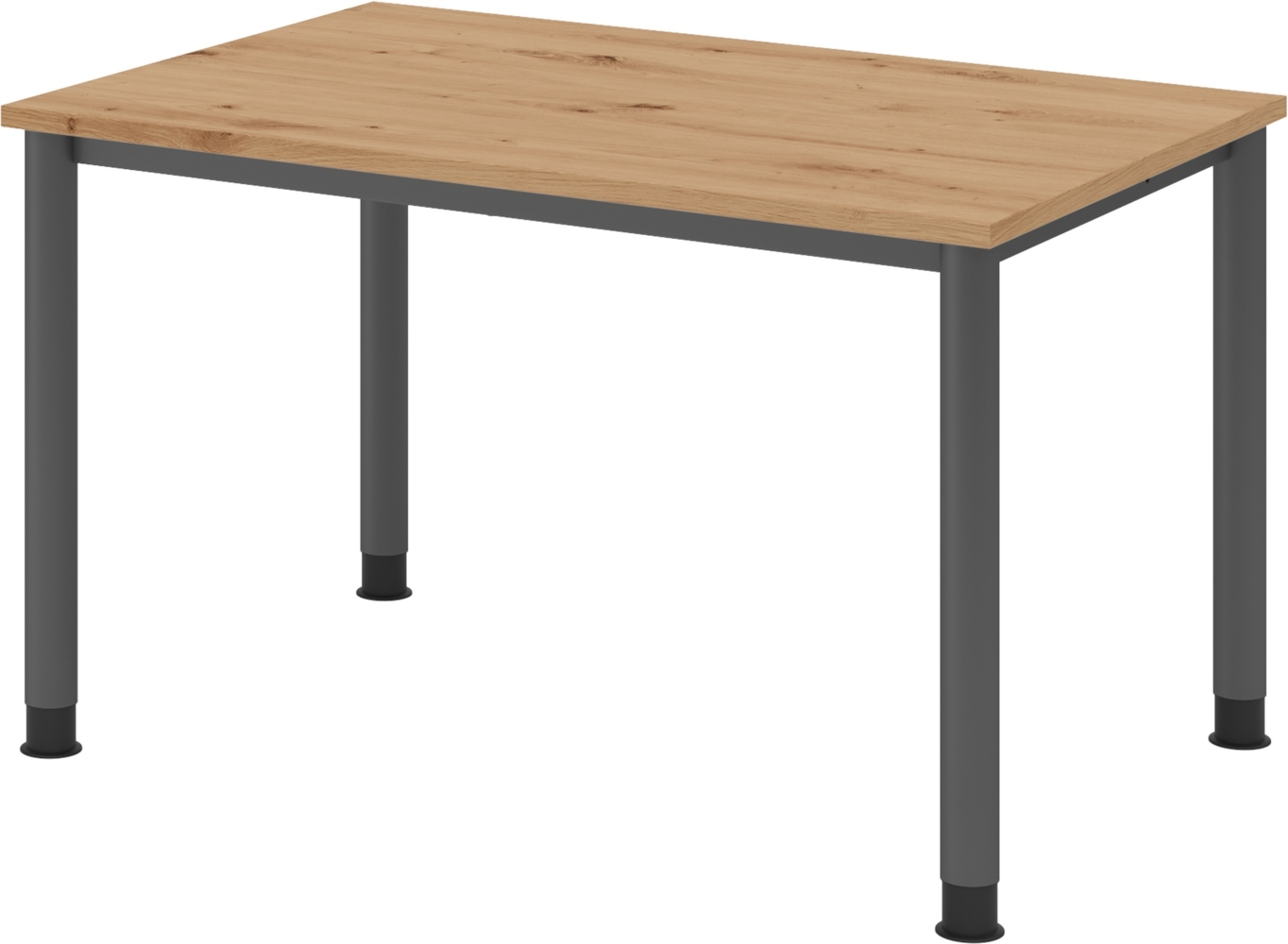 bümö höhenverstellbarer Schreibtisch H-Serie 120x80 cm in Asteiche, Gestell in Graphit - PC Tisch für's Büro manuell höhenverstellbar, Computertisch verstellbar, HS-12-R-G Bild 1