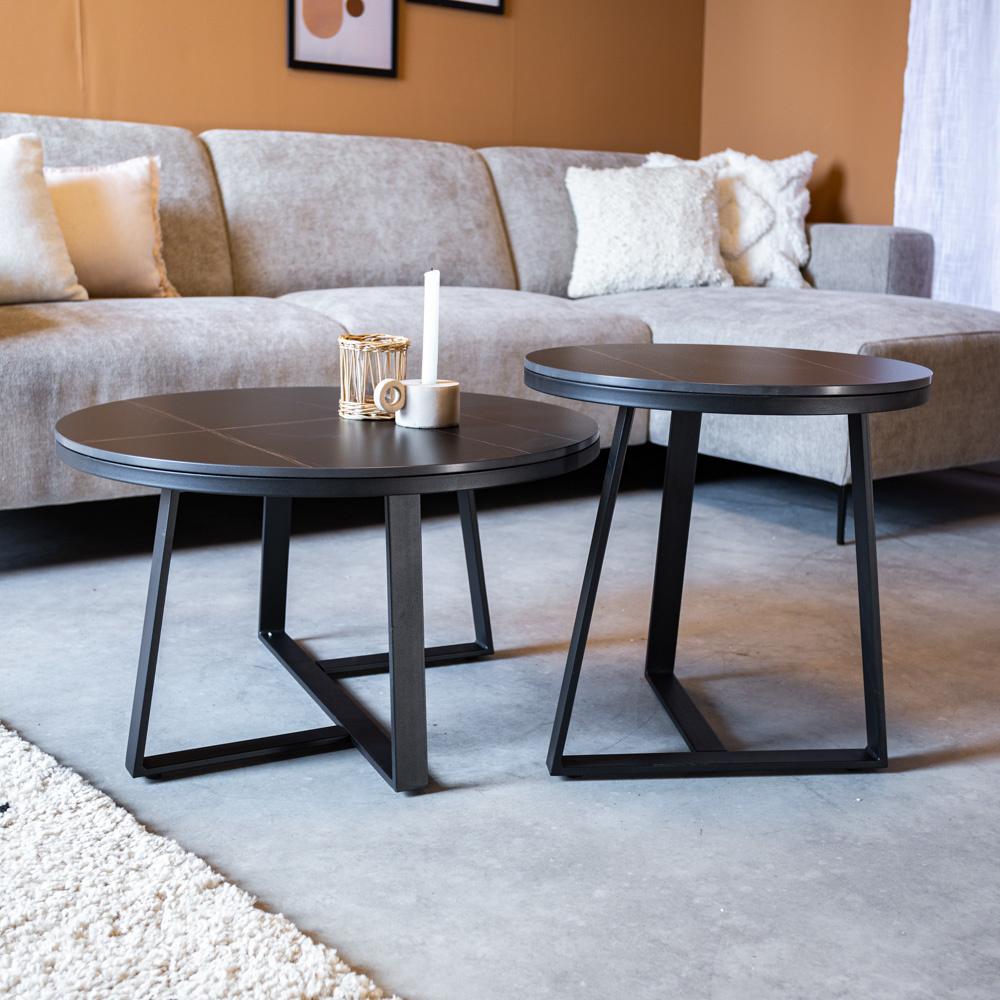 Couchtisch 'Tanner' Industrial 2er-Set Marmor, schwarz Bild 1