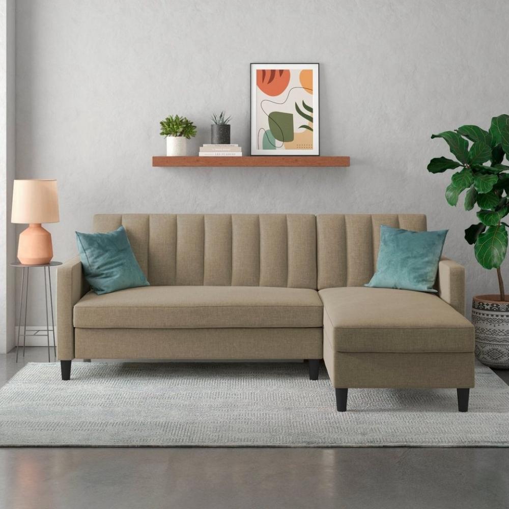 Dorel Home Ecksofa Celine, L-Form, mit Bett-Funktion und Stauraum. Recamiere beidseitig montierbar Bild 1