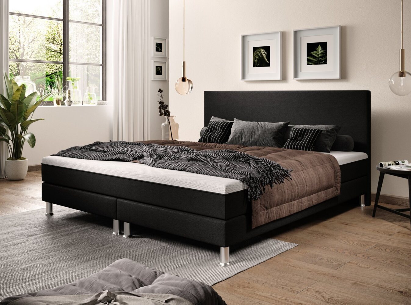 Boxspringbett Sunny Plus 180x200 Webstoff Schwarz Bild 1