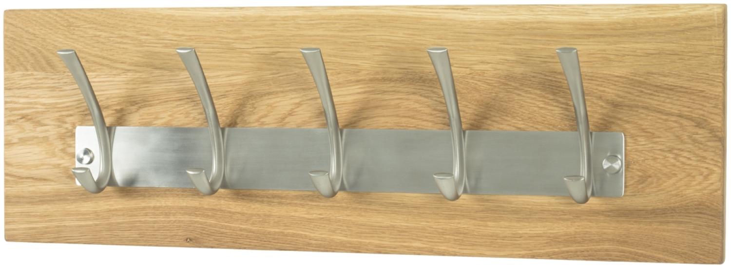 Wandgarderobe >Torino oak 8< in eiche geölt-Aluminium - 60x20x10 (BxHxT) Bild 1