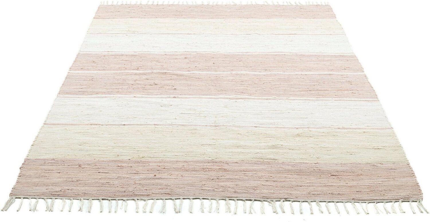 THEKO Teppich Stripe Cotton, rechteckig, Höhe: 5 mm, Flachgewebe, gestreift, reine Baumwolle, handgewebt, mit Fransen Bild 1
