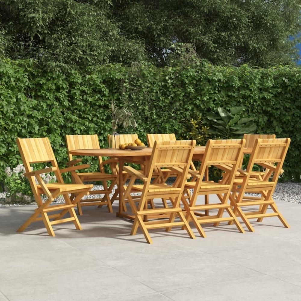 vidaXL Gartenstühle 8 Stk. Klappbar 55x61x90 cm Massivholz Teak 3155063 Bild 1