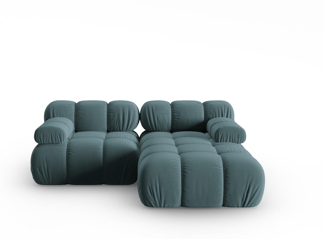 Micadoni Modulares Ecksofa Bellis 3-Sitzer Rechts Samtstoff Petrol Bild 1