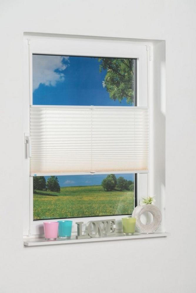 K-home Klemmfix-Plissee Palma 100x210 cm (B x L) Creme Lichtschutz +++ Moderne Crushed Optik +++ Bild 1