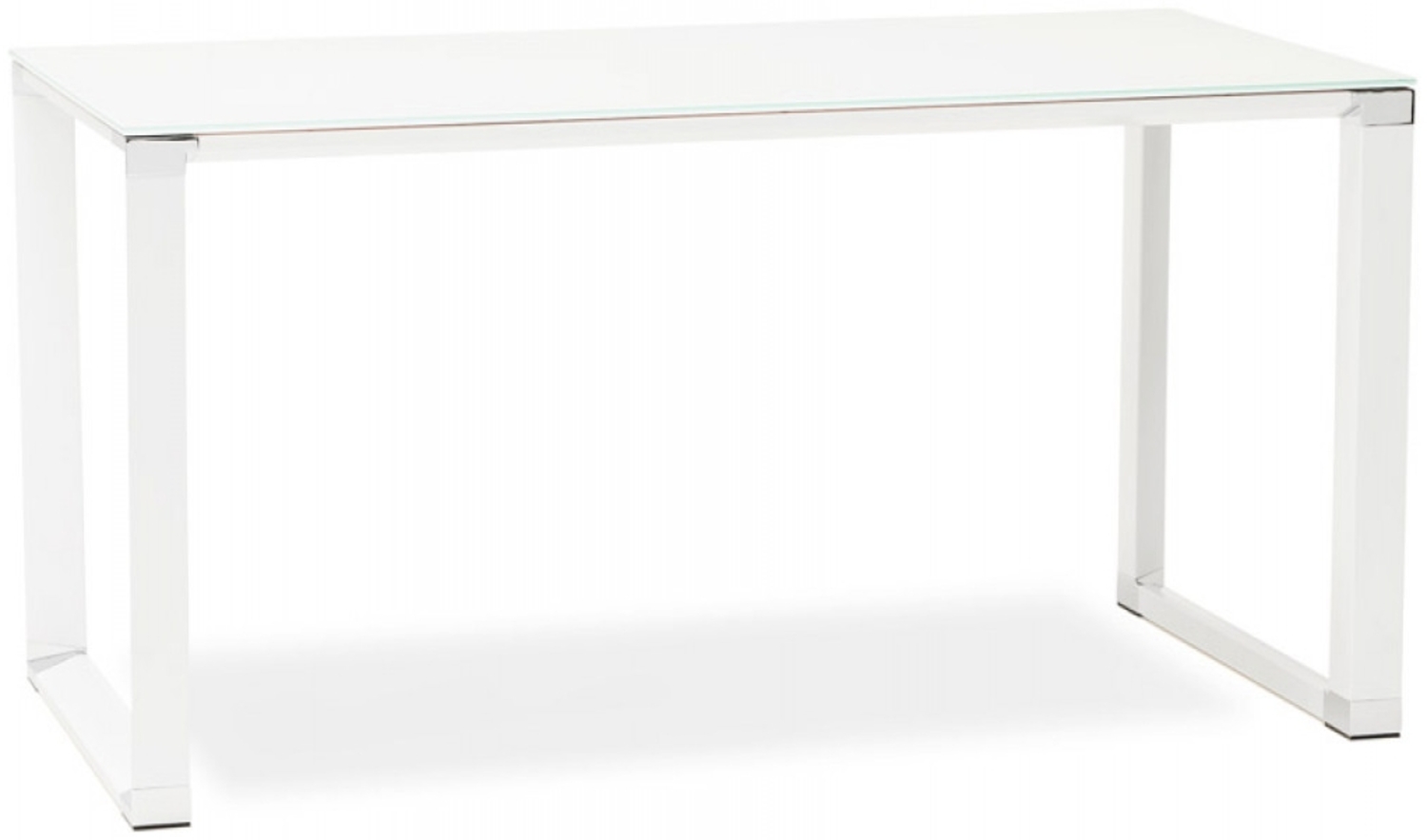 Gerader Designer-Schreibtisch XLINE | Moderner, gerader Schreibtisch mit lackierter Metallstruktur und weißem Glasregal | 160 x 80 x 73 Kadima Design Bild 1