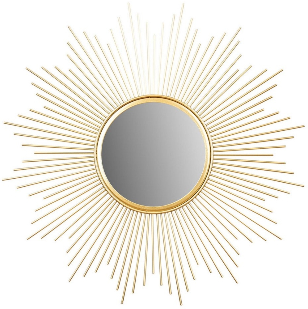 Levandeo® Dekospiegel, Sonnenspiegel Gold Ø 50cm Metall Deko Goldene Sonne Spiegel Bild 1