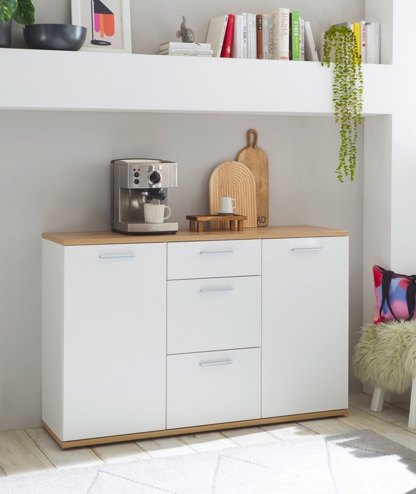 Kommode BC 1035 Sideboard mit 3 Schubladen Weiß / Artisan Eiche Nb. ca. 135 x 86 x 38 cm Bild 1