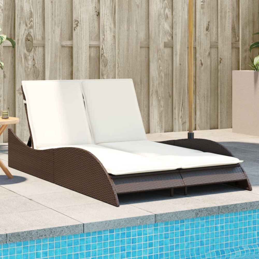 vidaXL Sonnenliege mit Auflagen Braun 114x205x73 cm Poly Rattan 368288 Bild 1