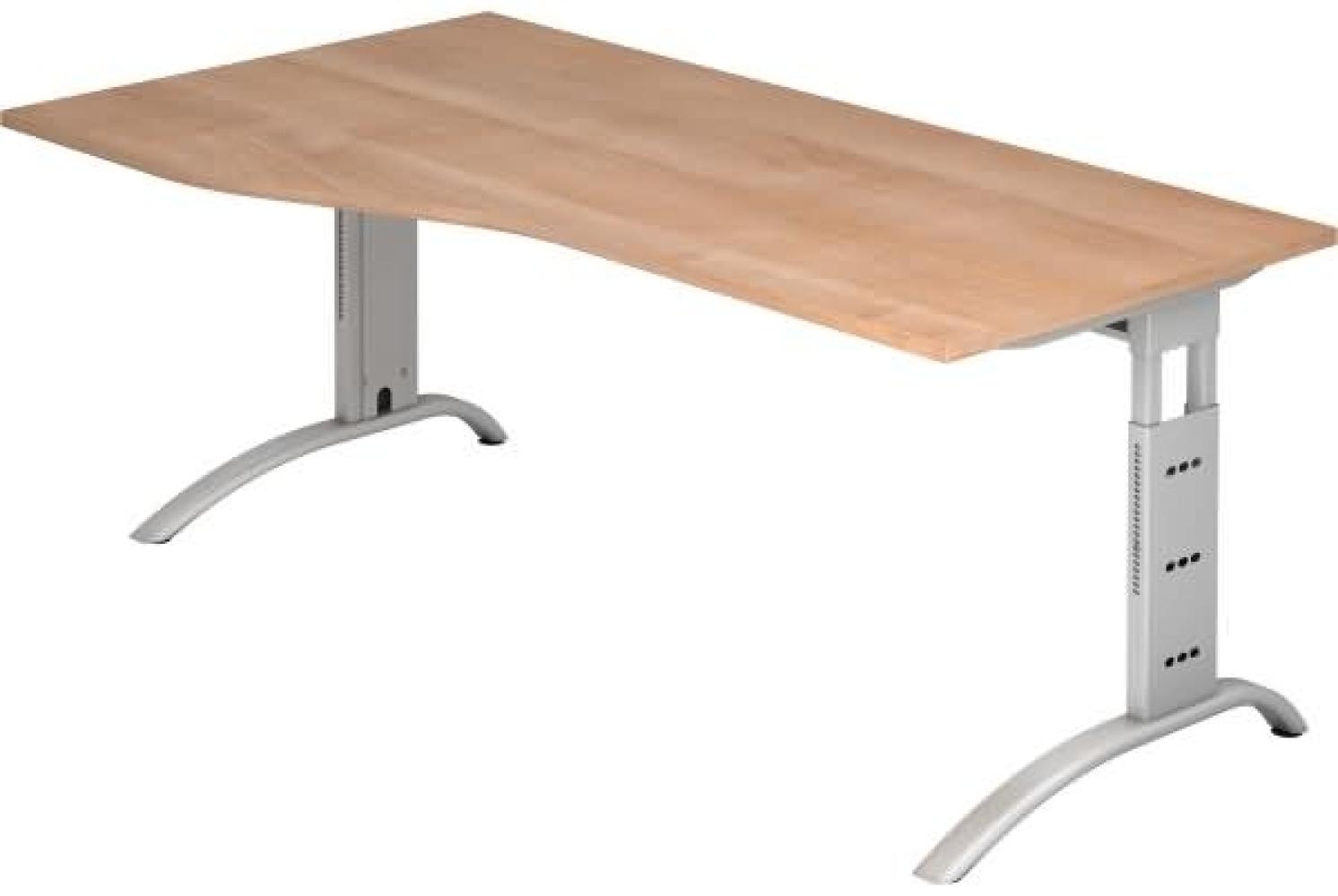 Schreibtisch FS18 C-Fuß 180x100 / 80cm Nussbaum Gestellfarbe: Silber Bild 1