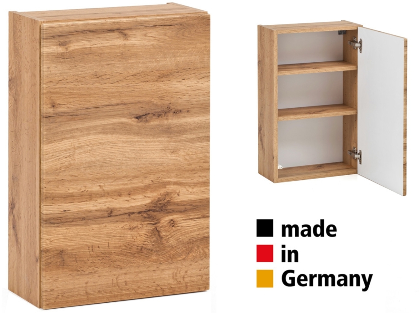 Hängeschrank Badezimmer 40 cm breit VIDAGO-03 in Wotan Eiche Nb. mit Push-to-Open Funktion, B/H/T: ca. 40/64/20 cm Bild 1