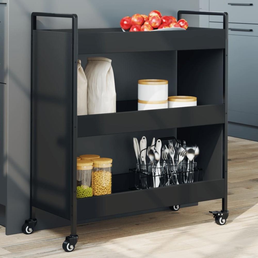 vidaXL Küchenwagen Schwarz 70x30x82 cm Holzwerkstoff 842316 Bild 1