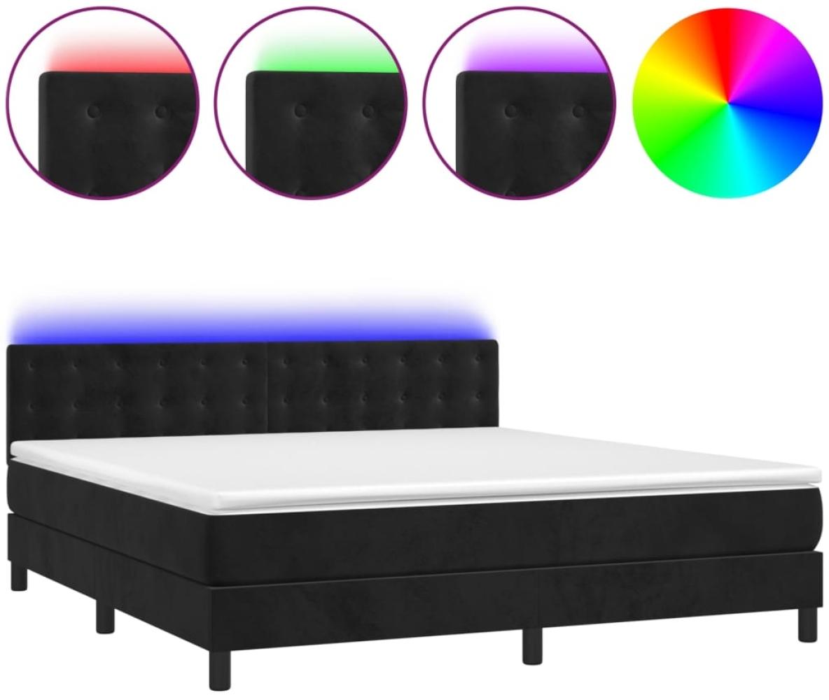 vidaXL Boxspringbett mit Matratze & LED Schwarz 160x200 cm Samt 3134653 Bild 1