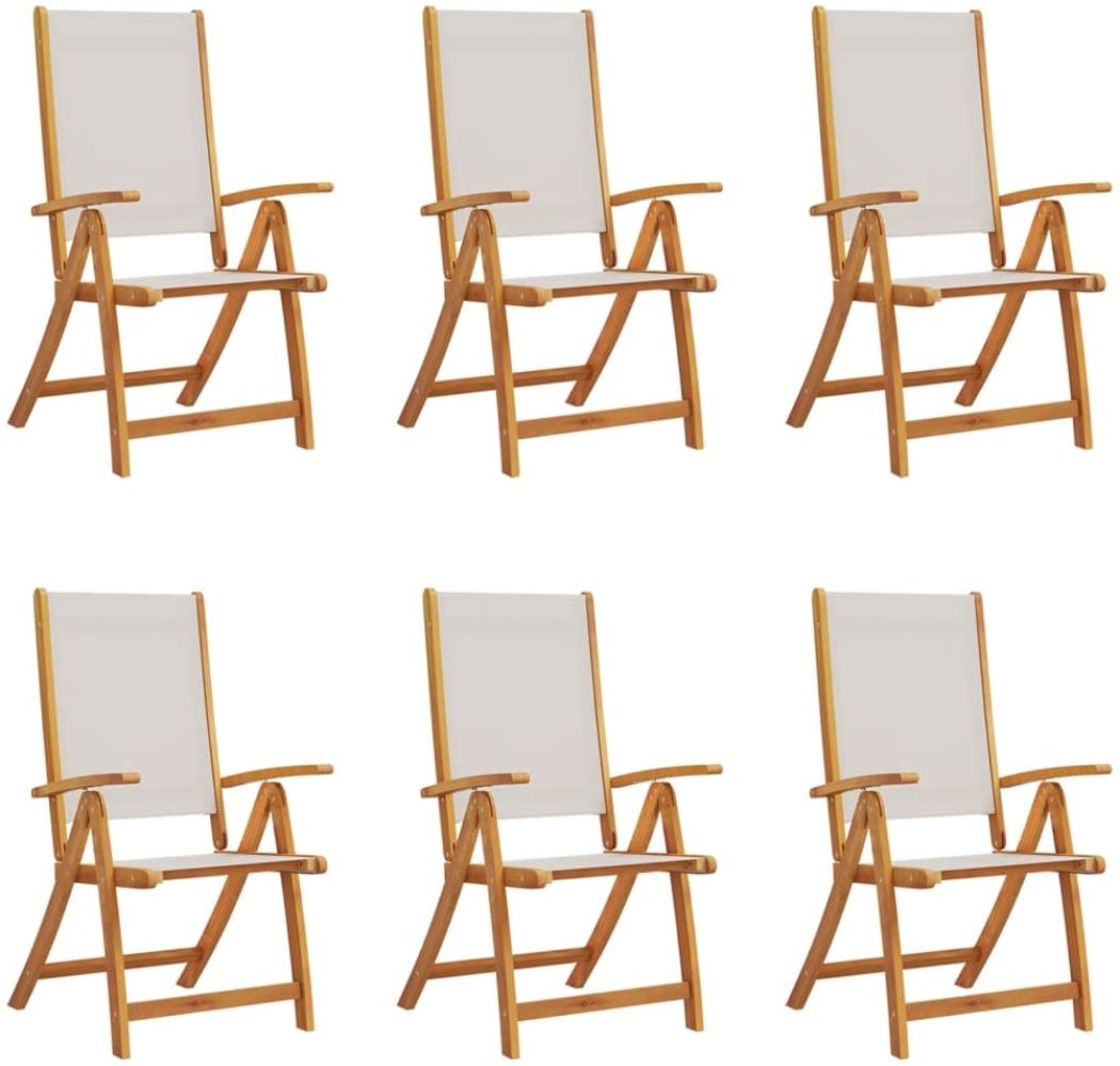 vidaXL Gartenstühle 6 Stk. Klappbar Massivholz Akazie und Textilene 3279239 Bild 1