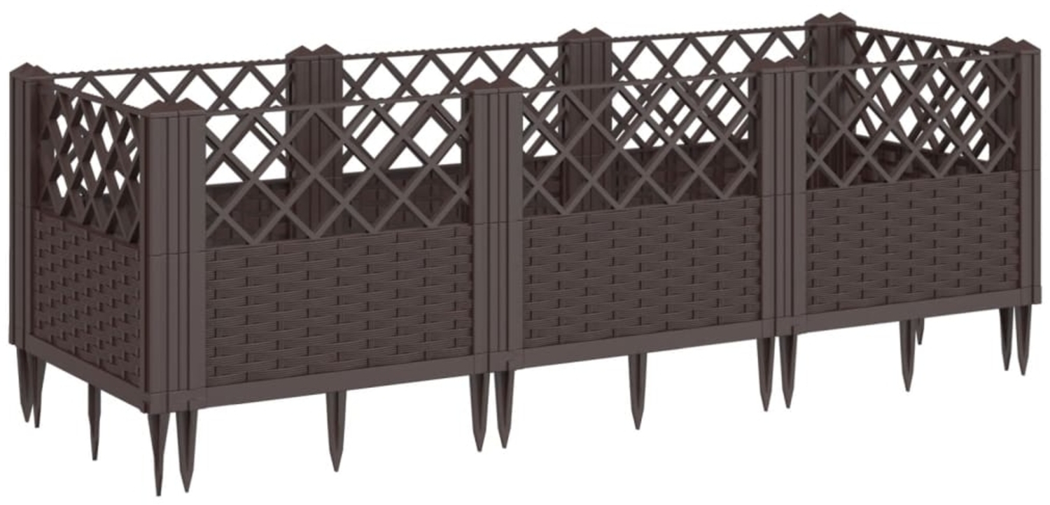 vidaXL Pflanzkasten mit Erdspießen Braun 123,5x43,5x43,5 cm PP 368016 Bild 1