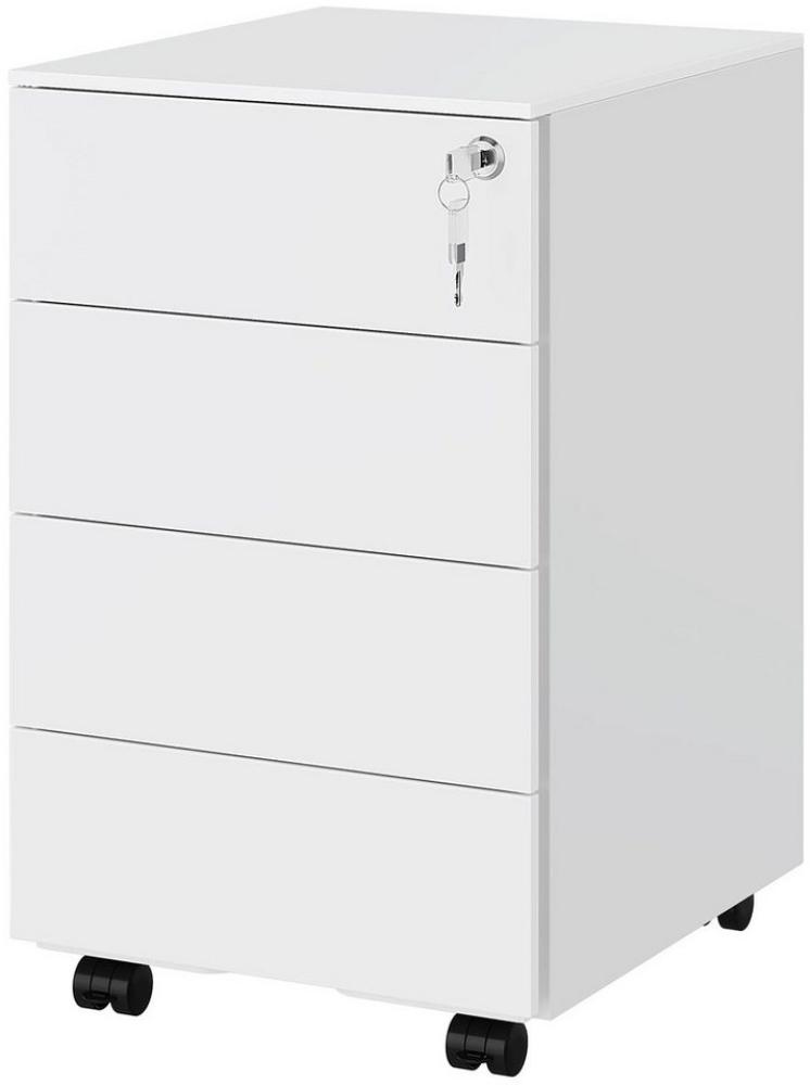 MSMASK Aktenschrank unter Schreibtisch,Rollcontainer mit 4 Schublade und 4 Rollen Metallschrank mit Hängeregistratur, für Akten, Schreibwaren Bild 1