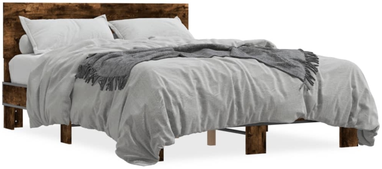 vidaXL Bettgestell Räuchereiche 140x190 cm Holzwerkstoff und Metall 3280214 Bild 1