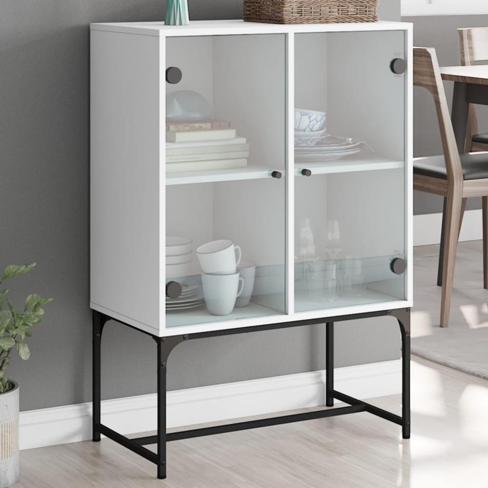 vidaXL Beistellschrank mit Glastüren Weiß 69x37x100 cm 836546 Bild 1