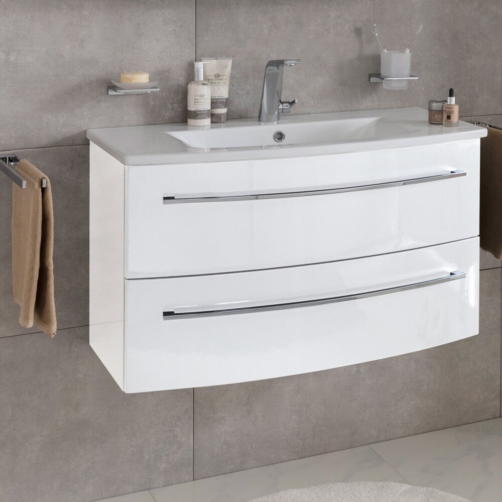 Lanzet Impulso Badmöbel Set 2-teilig, 90cm, Weiß Bild 1