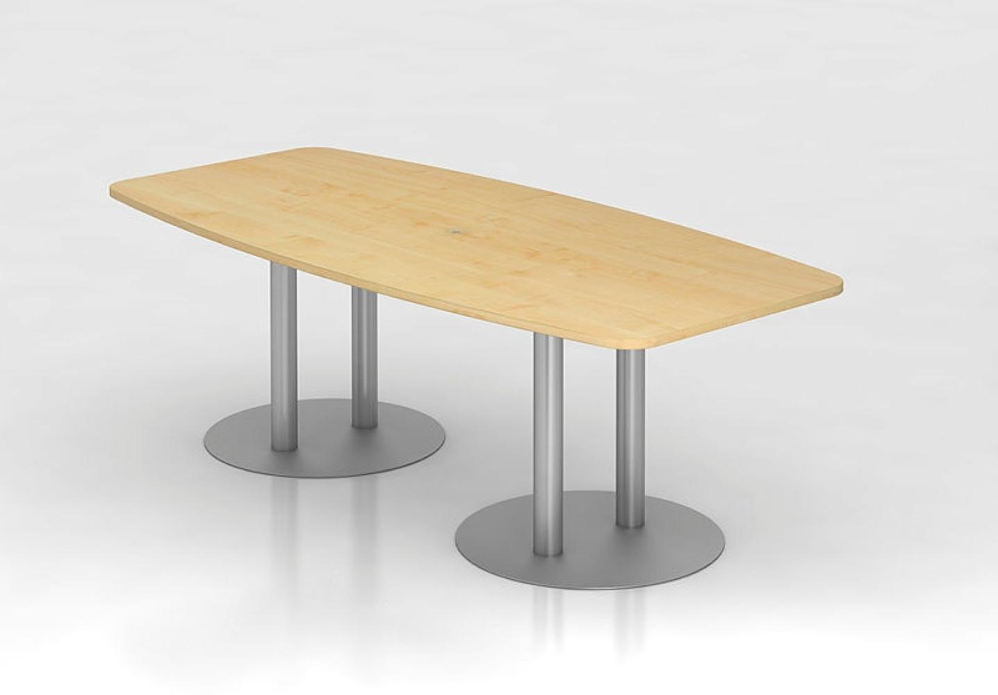 Konferenztisch KT22S 220x105cm Ahorn Säulenfuße Gestellfarbe: Silber Bild 1