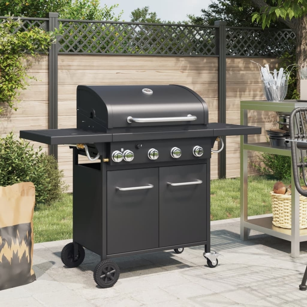 vidaXL Gasgrill mit 5 Flammen Schwarz Pulverbeschichteter Stahl 367585 Bild 1