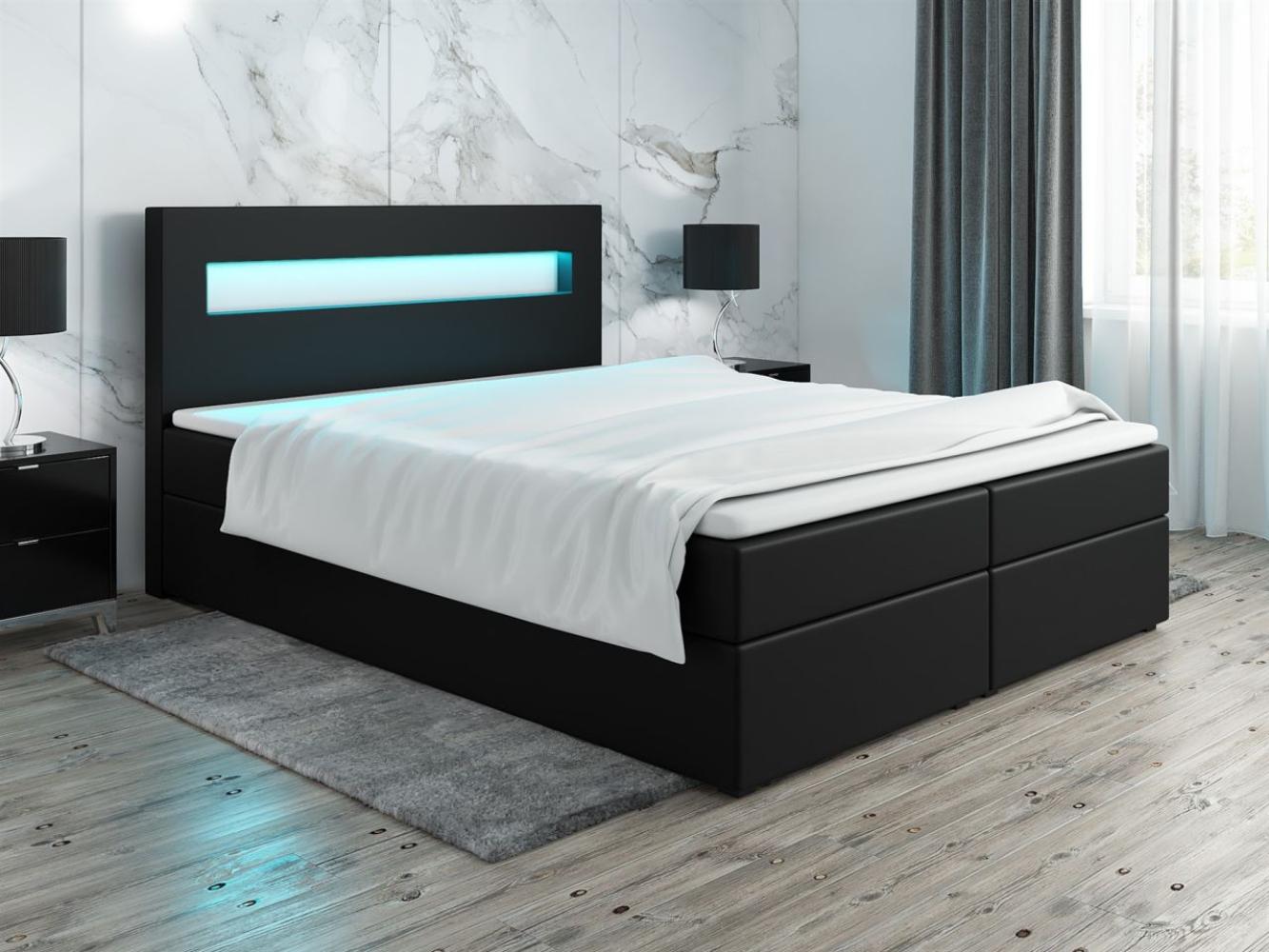 Boxspringbett Schlafzimmerbett PAROZO 180x200 cm Kunstleder Schwarz inkl. Bettkasten Bild 1