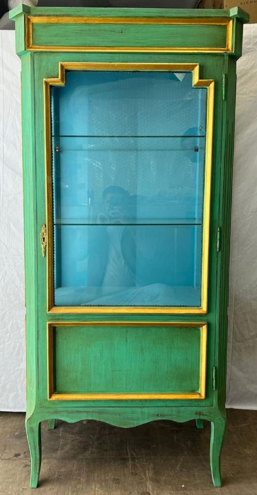 Casa Padrino Barock Vitrine Antik Grün / Gold / Blau - Barock Möbel Bild 1