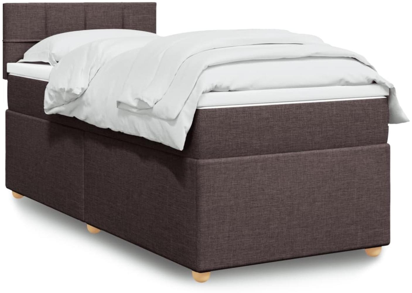 vidaXL Boxspringbett mit Matratze Dunkelbraun 100x200 cm Stoff 3288894 Bild 1