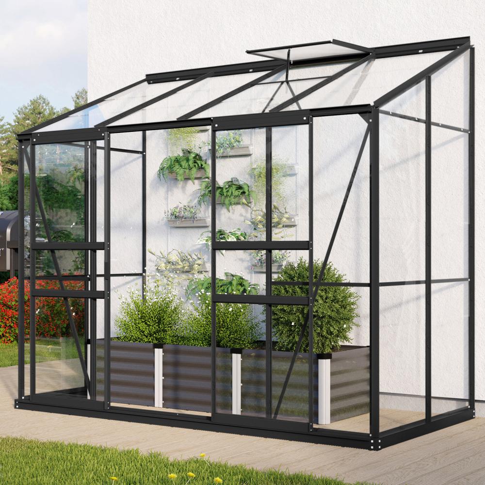 Vitavia Anlehn-Gewächshaus "Styx 3300", schwarz, 3,3 m²,3 mm ESG Bild 1
