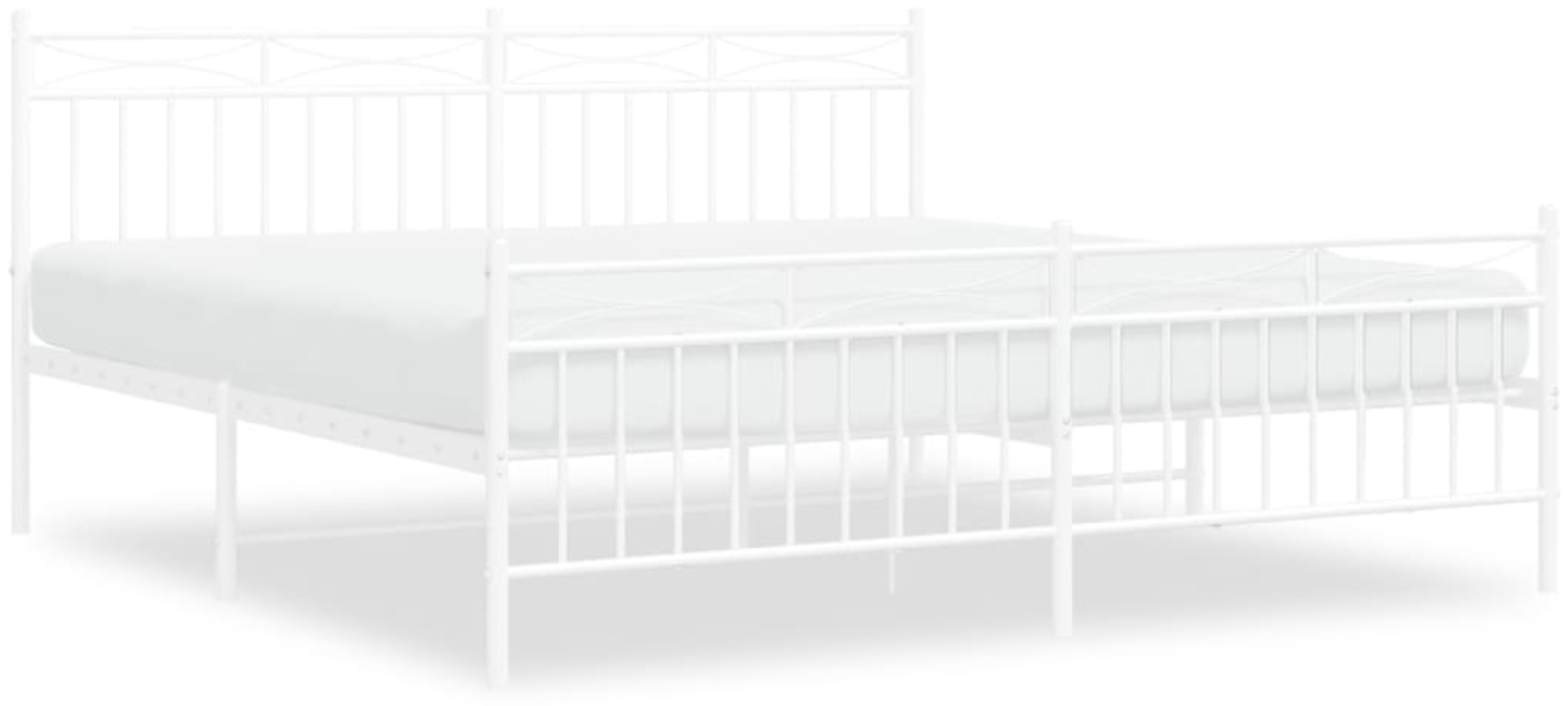 vidaXL Bettgestell mit Kopf- und Fußteil, Metall, Weiß, 183x213 cm Bild 1